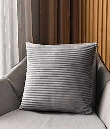 abordables -Coussins décoratifs en velours côtelé rayé, housses de coussin de couleur unie, coussin de canapé, appui-tête et dossier, 1 pièce