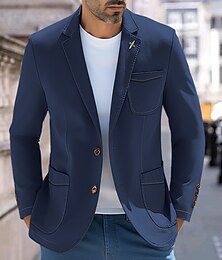abordables -Hombre Graduación chaqueta Chaqueta de mezclilla Negocio Noche formal Fiesta de Boda Moda Casual Primavera & Otoño Mezclilla Plano Bolsillo Casual / Diario Recto 2 botones Chaqueta de sport Negro