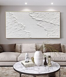 cheap -Handmade Large Sea Wave Canvas Oil Painting Hand Painted White Wall Art Decoration  Handmade Ocean Landscape Knife Painting Home Decoration Decor Rolled Canvas