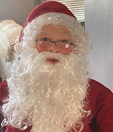 voordelige -Kerstman Masker Witte Baard Krullend Opa Kerstman latex masquerade rekwisiet Kerstcadeau