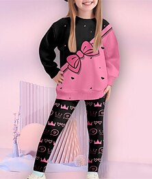 cheap -Girls' 3D Letter Sweatshirt & legging Set Long Sleeve 3D Print Fall Winter Active Fashion Daily Polyester Kids 3-12 Years Crew Neck Outdoor Date Vacation Regular Fit
