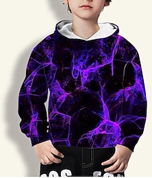 cheap -Kids Boys' Hoodie Pullover Long Sleeve Graphic 3D Print Purple Children Tops With Pocket  Active Basic Daily Top