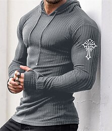 cheap -Graphic Cross Fashion Daily Casual 3D Print T shirt Tee Casual Holiday Going out T shirt Black Blue Gray Long Sleeve Hooded Shirt Spring &  Fall Clothing Apparel S M L XL XXL 3XL