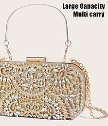 cheap -Women's Clutch Evening Bag Wristlet Clutch Bags Polyester Party Halloween Bridal Shower Rhinestone Crystals Chain Large Capacity Lightweight Durable Solid Color Silver Black Gold