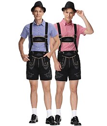 זול -Oktoberfest לדרהוזן חולצה בוואריה בוואריה German כרי דשא בגדי ריקוד גברים בד בסגנון מסורתי חולצה מכנסיים קצרים