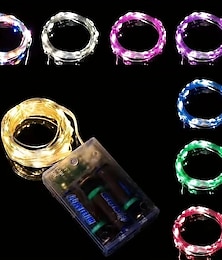 economico -1m-10led/2m-20led/3m-30led/5m-50led/10m-100leds Stringa luminosa in filo di rame con vano batteria impermeabile e non conduttiva Natale Halloween Matrimonio Festival Luce decorativa per interni ed
