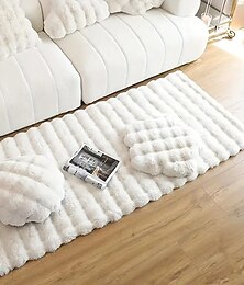 abordables -Alfombra de felpa, dormitorio, manta junto a la cama, felpa de burbujas de aire color crema, sala de estar, manta de imitación de conejo, alfombra de suelo