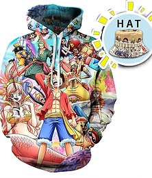 billiga -film i ett stycke: röd portgas d. ace huvtröja tecknad anime grafisk huvtröja framficka för herr unisex vuxnas 3d-utskrift 100 % polyester med hatt