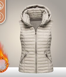 cheap -Women's Hiking Vest Quilted Puffer Vest Sleeveless Outerwear Outdoor Thermal Warm Windproof Lightweight Winter Pocket Nylon Black White Red Hunting Fishing Camping / Hiking / Caving