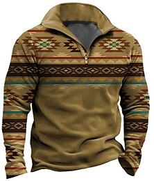 economico -Per uomo Tribale Stampe astratte Felpe Felpa Felpa con zip Maglione Manica lunga Felpa Chiusura lampo quarto Giornaliero Classico Informale Stampa 3D Per eventi Per uscire Abbigliamento di strada