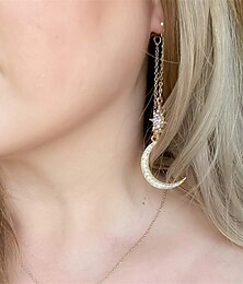 economico -1 paio di orecchini pendenti sole luna di lusso esagerati orecchini punk con strass per gioielli da donna orecchini vintage boho dorati