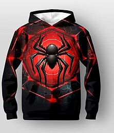 cheap -Boys 3D Spider Hoodie Pullover Long Sleeve 3D Print Fall Winter Fashion Streetwear Cool Polyester Kids 3-12 Years Outdoor Casual Daily Regular Fit