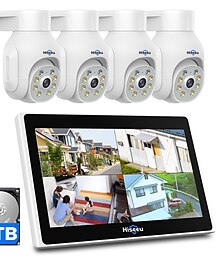 halpa -ptz10ch monitorhiseeu 5mp langaton turvakamerajärjestelmä 10'' näyttö 10ch nvr CCTV kamerajärjestelmä 4kpl 5mp 360 ptz kamera ulkona värillinen yönäkö 2-suuntainen äänisovellus &PC-kaukosäädin alexa