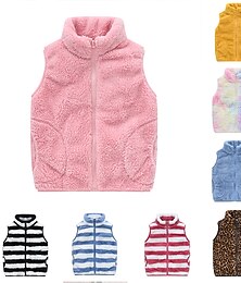 billiga -Barn Flickor Västkappa Ärmlös 3199-5 blå 3199-2 rosa 3199-9 mörkgrön Pufferjacka för barn Knytbatik Dragkedja Höst Vinter Aktiv Utomhus 7-13 år