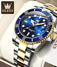 お買い得  -OLEVS 男性 クォーツ ミニマリスト ファッション カジュアルウォッチ 腕時計 光る カレンダー 防水 デコレーション 鋼 腕時計