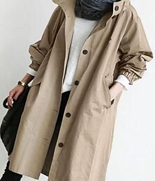 preiswerte -Damen Trenchcoat Outdoor Strasse Täglich Herbst Winter Lang Mantel Regular Fit Windundurchlässig Atmungsaktiv Zeitgenössisch Stilvoll Brautkleider schlicht Jacken Langarm Glatt Mit Taschen Schwarz