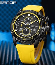 abordables -Reloj de Cuarzo para Hombre SANDA Reloj de Moda Casual de Negocios con Calendario Luminiscente Impermeable Decoración Reloj de Gel de Silicona