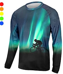 voordelige -21Grams Voor heren Downhill Jersey Lange mouw Fietsen Kleding Bovenlichaam met 3 achterzakken Bergracen Wegwielrennen Ademend Sneldrogend Vochtregelerend Reflecterende strips Blauw Muntgroen