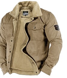 economico -Per uomo Giacca da camionista Cappotto invernale Giacca in sherpa Tasche Ufficio e carriera Appuntamento Casual / quotidiano All'aperto Casuale Sport Inverno Liscio Blu Verde Cachi Piumino