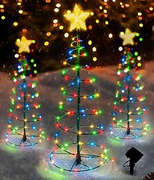 abordables -Lumières solaires de pelouse de noël en plein air ip65 étanche led lumières de jardin d'arbre de noël cour de noël jardin cour passerelle décoration extérieure