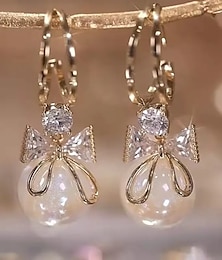 Χαμηλού Κόστους -Γυναικεία Μαργαριταρένια Κρεμαστά Σκουλαρίκια Πολυτελή Κοσμήματα Κλασσικό Πολύτιμος Στυλάτο Απλός Σκουλαρίκια Κοσμήματα Χρυσό Για Γάμου Πάρτι 1 ζευγάρι