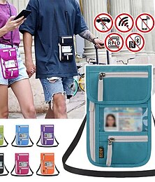 economico -porta passaporto con blocco RFID, portafoglio da viaggio, porta carte, custodia da collo, protezione di sicurezza, tracolla regolata, borsa Faraday