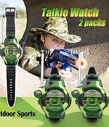 ieftine -2 buc ceasuri walkie talkie reîncărcabile pentru copii radio bidirecțional walky talky cu lanternă 7 în 1 pentru copii joc în aer liber interfon joc de jucărie armată și cadouri pentru băiat și fată