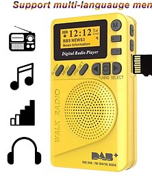 economico -mini pocket dab radio digitale fm demodulatore digitale lettore mp3 portatile con schermo lcd da 1,44 pollici batteria ricaricabile integrata