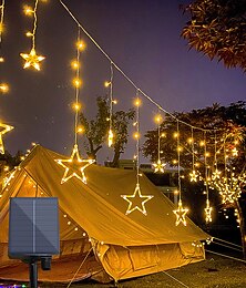 Недорогие -Светодиодная лампа на солнечной батарее со звездой и луной с пультом дистанционного управления, рождественское праздничное рождественское освещение, светодиодные гибкие гирлянды для газона, двора,