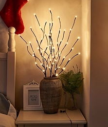 abordables -Branche lumineuse LED blanc chaud, branches lumineuses à piles, remplissage de vase, brindille de saule, branche éclairée 76,2 cm, 20 LED pour décoration de fête de Noël à la maison, utilisation