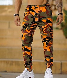 billiga -Herr Militärbyxor Cargo byxor Joggare Camo byxor Ficka Kamuflasje Komfort Andningsfunktion Utomhus Dagligen Utekväll Bomullsblandning Mode Ledigt Vit Rubinrött