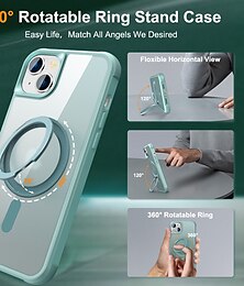 رخيصةأون -غطاء هاتف لـ iPhone 16e iPhone 16 iPhone 15 Pro Max Plus 14 13 12 11 مع حامل حلقة مغناطيسية ودعم الشحن اللاسلكي لون موحد TPU PC