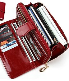 abordables -Femme Portefeuille Porte-cartes de crédit faux cuir Achats du quotidien Fermeture Poids Léger Durable Anti poussière Couleur unie Vin Brun foncé Noir