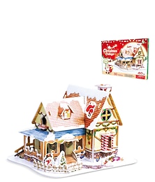 preiswerte -3D Puzzle Weihnachtssüßigkeitenhaus Weihnachtszug Montagemodell Weihnachtsspielzeug Geschenke für Weihnachtsgeschenke