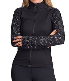 abordables -Chaqueta de lana para patinaje artístico Mujer Chica Patinaje Sobre Hielo Chaqueta Camiseta Negro Dedo Pulgar Elástico Entrenamiento Competición Ropa de Patinaje Mantiene abrigado Cristal / Strass