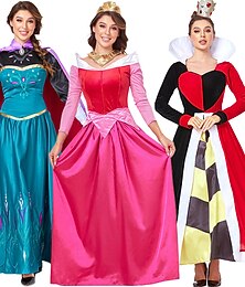 halpa -Prinsessa Peach Red Queen Halloween Mekot Cosplay-Asut Alice in Wonderland Cosplay Aikuisten Naisten Karnevaali Naamiaiset Suoritus Juhla Halloween Helppoja Halloween-asuja Pukeudu