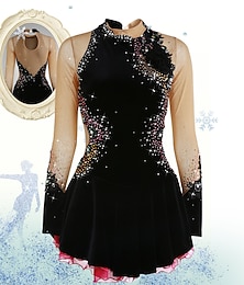 Χαμηλού Κόστους -Φόρεμα για φιγούρες πατινάζ Γυναικεία Κοριτσίστικα Patinaj Φορέματα Μαύρο Λευκό Σκούρο μωβ Άνοιγμα πίσω Δίχτυ Σπαντέξ Βελούδο Υψηλή Ελαστικότητα Ανταγωνισμός Ενδυμασία πατινάζ Διατηρείτε Ζεστό
