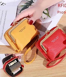 cheap -Women's Wallet Coin Purse Credit Card Holder Wallet PU Leather Shopping Daily Zipper Waterproof Lightweight Durable Solid Color Black Yellow Pink