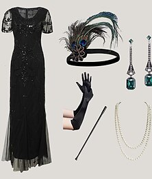cheap -Roaring 20s 1920s Cocktail Dress Vintage Dress Flapper Dress Dress Outfits Prom Dresses Ankle Length The Great Gatsby Charleston Women's Feather New Year Party Homecoming Prom 1 x Cigarette Case