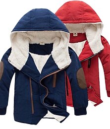 voordelige -Kinderen Jongens Jas Fleecejack bovenkleding Effen Kleur Lange mouw Vetoketju jas Casual Modieus Aanbiddelijk Dagelijks Marineblauw Oranje Lente Herfst 7-13 jaar