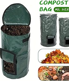 abordables -Bolsa de basura para abono de 34 galones, con techo corredizo, tapa y asa con cremallera, bolsa de basura reutilizable para jardín, bolsa de basura para jardín, bolsa para césped, bolsa de jardín resistente, bolsa de abono, contenedor de basura, contenedo