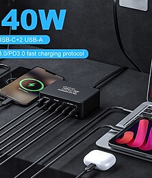 abordables -USB 3.0 USB C concentradores 6 Puertos 6 en 1 Apoyo a la función de entrega de energía Concentrador USB con RJ45 12V / 3A DC 5V / 3A 20V / 5A La entrega de energía Para Portátil Tablet Smartphone