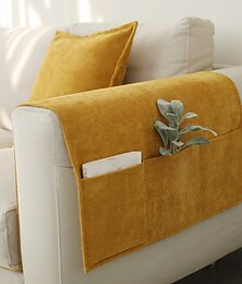 abordables -Funda para reposabrazos de sofá, funda de almacenamiento antideslizante extendida de color sólido, funda gruesa para reposabrazos de sofá de chenilla