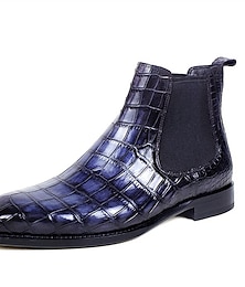levne -pánské modré boty s krokodýlím vzorem z umělé kůže chelsea boots – elegantní nazouvací kotníkové boty s elastickými bočními panely pro formální i běžné nošení