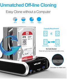 economico -Docking station per disco rigido esterno dual bay da USB 3.0 a SATA per 2.5 & HDD/SSD SATA i/ii/iii da 3,5 con clone offline e lettore di schede hub a ricarica rapida che supporta uasp & fino a 2 x 10