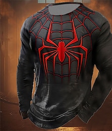 cheap -Graphic Spider Fashion Designer Casual Men's 3D Print T shirt Tee Sports Outdoor Holiday Going out T shirt Red Blue Purple Long Sleeve Crew Neck Shirt Spring &  Fall Clothing Apparel S M L XL 2XL 3XL