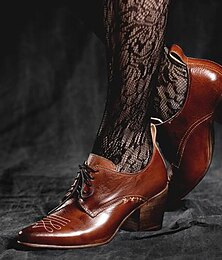 voordelige -Edwardiaanse veterschoenen van imitatieleer met halfhoge blokhak voor dames, vintage schoenen in 1900-stijl voor dames, dagelijks gebruik of als historische outfit