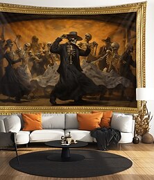 cheap -Halloween Skull Skeleton Party Hanging Tapestry Wall Art Large Tapestry Mural Decor Photograph Backdrop Blanket Curtain Home Bedroom Living Room