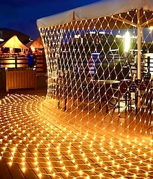 cheap -LED Net Mesh Fairy String Light 8*10 6*4M Flexible Window Curtain Holiday Lights for Party Yard Garden Colorful Decoration Lighting 96/200/672/2600 LEDs