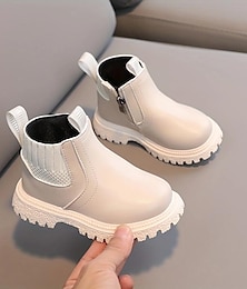 cheap -Boys Girls' Boots Daily PU Little Kids(4-7ys) Toddler(2-4ys) Daily Black White Brown Summer Spring Fall